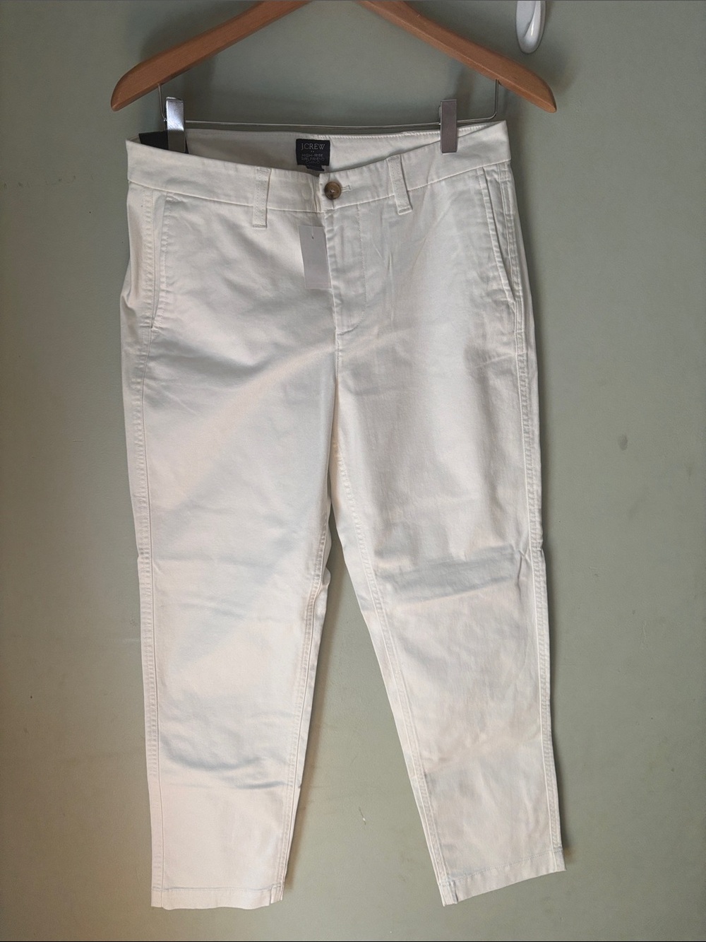 J. Crew women’s high rise girlfriend Cream Chino Pants - Slim Straight